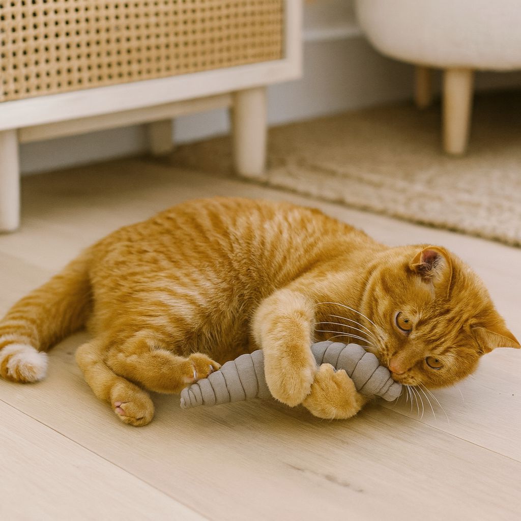 XXL Schmusewurm – handgefertigtes Katzenspielzeug mit Duft