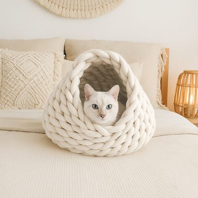 Katzenhöhle "Oskar" handgefertigt aus Bio-Baumwolle