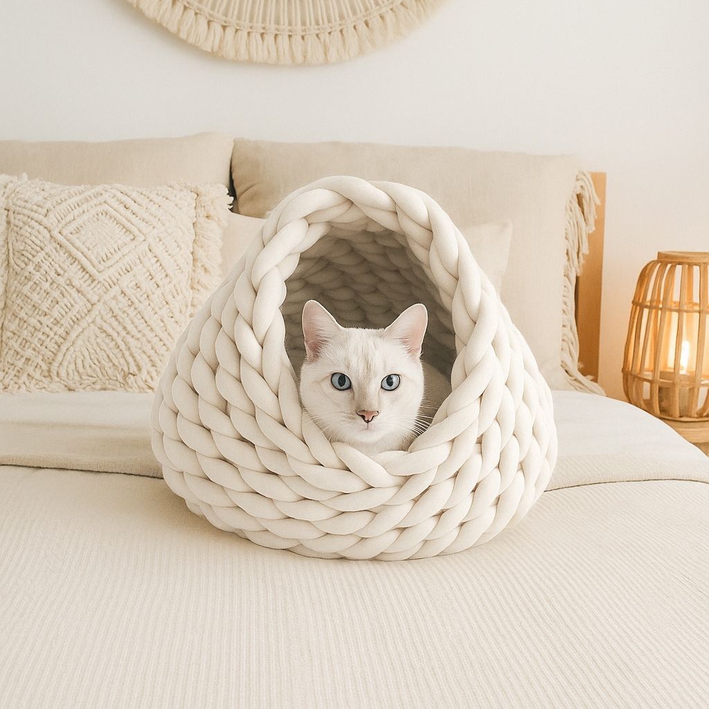 Katzenhöhle Katzenhöhle "Oskar" handgefertigt aus Bio-Baumwolle