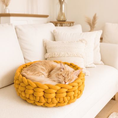 Katzenkörbchen "Marie" – Bio-Baumwolle, handgefertigt