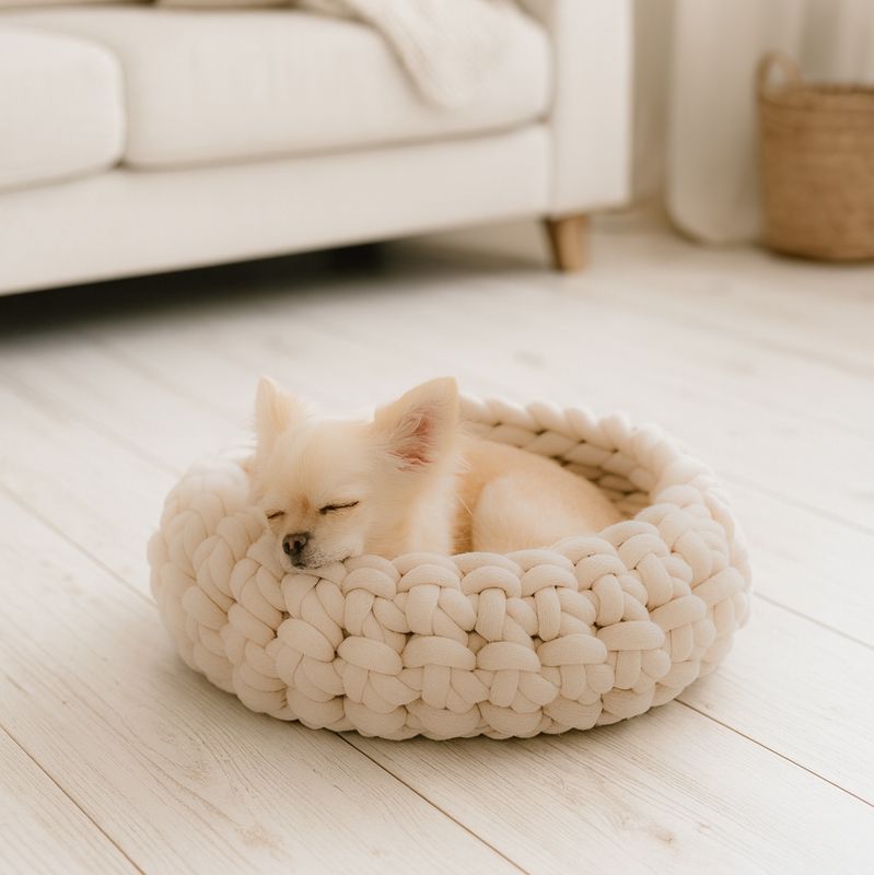 Hundekörbchen Emilia – Bio-Baumwolle Handarbeit