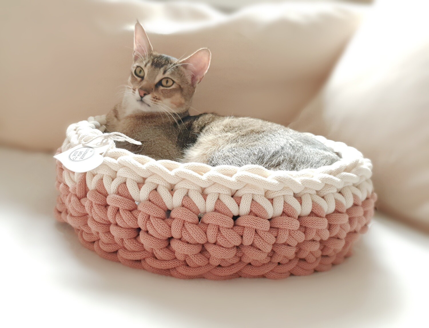 Bicolor Katzenkörbchen – nachhaltig & waschbar