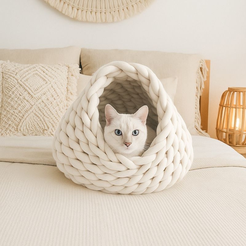 Katzenhöhle "Oskar" handgefertigt aus Bio-Baumwolle