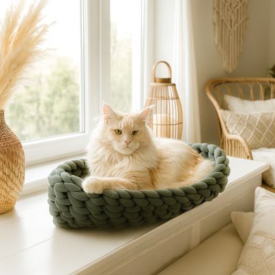 Katzenboot - Katzenkörbchen aus gefülltem Baumwollgarn