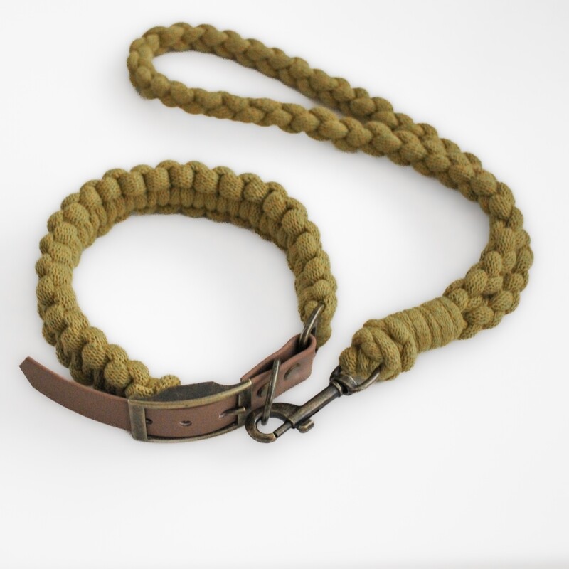 Makramee Hundehalsband mit Kurzführer – Verstellbar & Vegan Kiwi Makramee Hundehalsband mit Kurzführer – Verstellbar & Vegan Kiwi