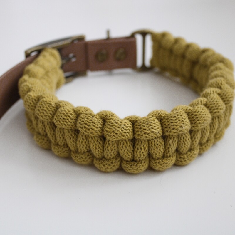 Makramee Hundehalsband mit Kurzführer – Verstellbar & Vegan Kiwi