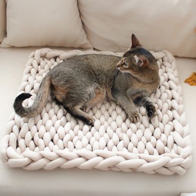 Handgemachte Grobstrickdecke – Bio-Baumwolle für Katzen & Hunde