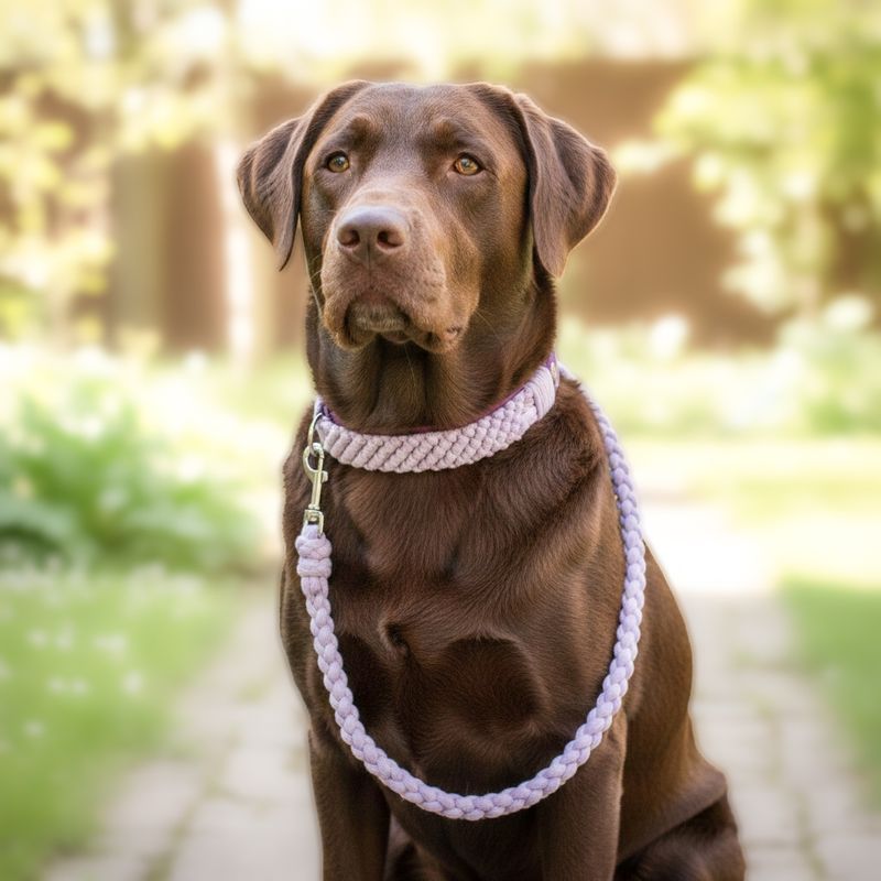 Macramé dog collar and leash set