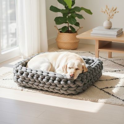 Eckiges Hundekörbchen aus Bio-Baumwolle