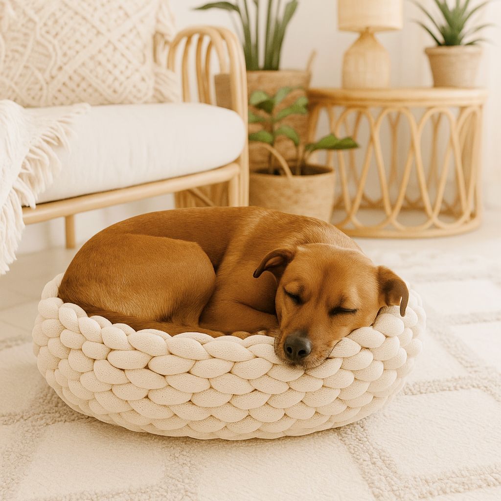 Hundekörbchen Carl extra hoch – Bio-Baumwolle Handarbeit
