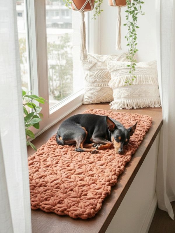 Bankauflage | Fensterbankauflage für Hunde | Blütenmuster