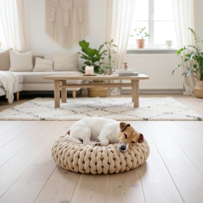 Hundepouf für kleine Hunde aus Biobaumwolle handgemacht