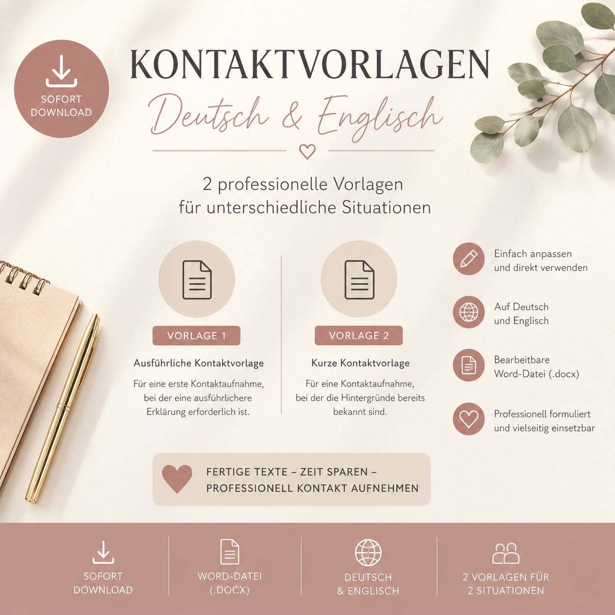 Kontaktvorlagen zur Schulung – Deutsch & Englisch Kontaktvorlagen zur Schulung – Deutsch & Englisch