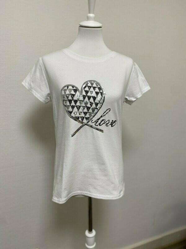 T-Shirt "Herz love" silber