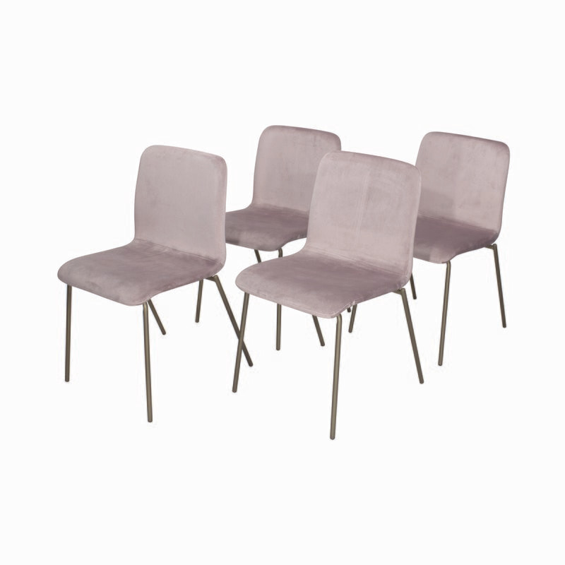 Cadeira AROUET | Conjunto de 4 cadeiras | Cor: Veludo rosa