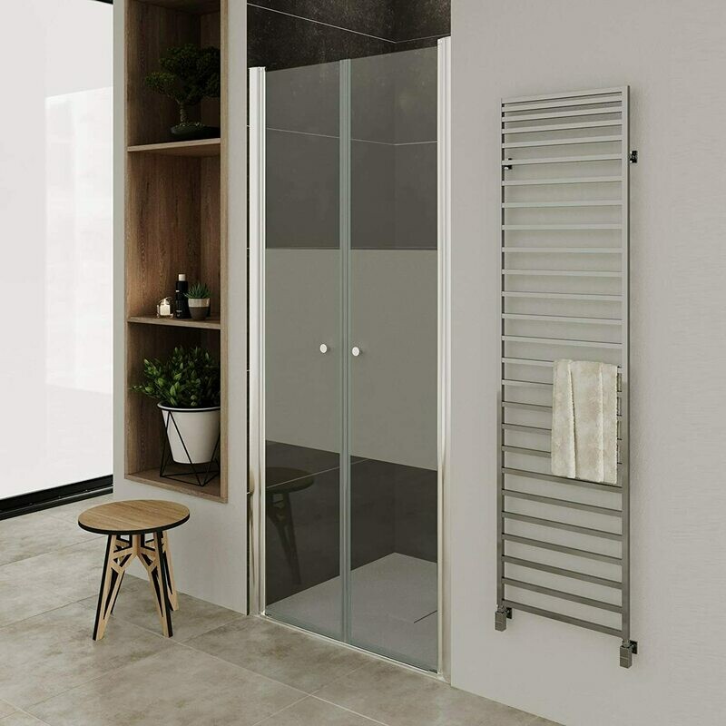 LIMA - Porta de Duche (68-120 cm x 180 cm) com Vidro Meio Fosco 6 mm - Portas de Bater e Perfis em Metal Cromado