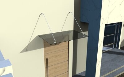 Tetos de vidro laminado (13 mm) com suportes em aço inox | Vidro Cinza
