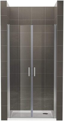 STELLA - Porta de Duche (70-100 cm x 180 cm) com Vidro Transparente 6 mm - Portas de Bater e Perfis em metal cromado