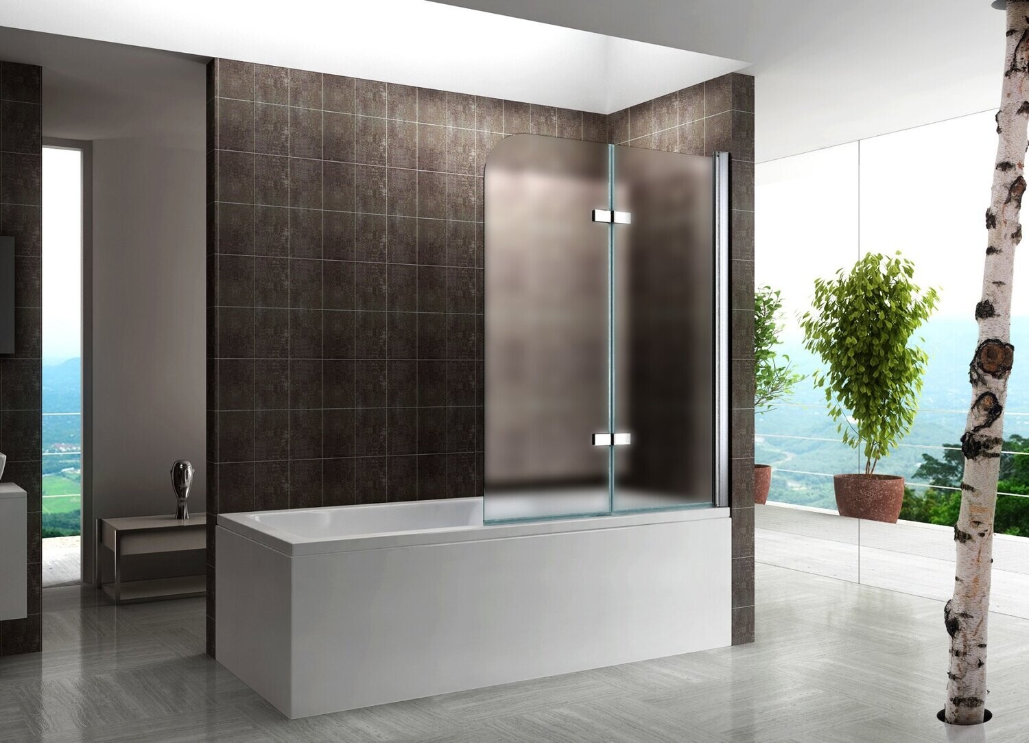 Divisória de banheira dobrável MB001 |  Vidro Fosco, Medidas: 90x140 cm