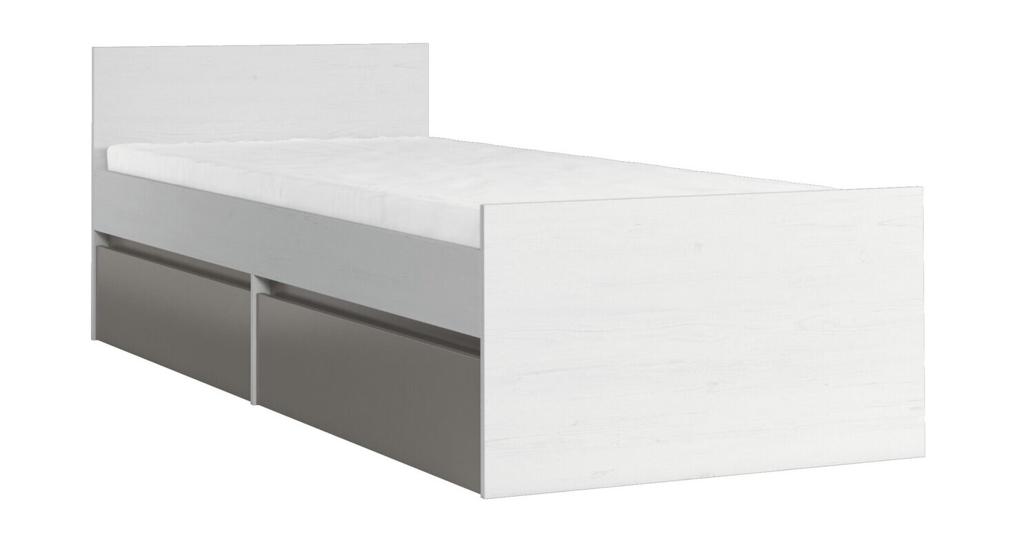 Cama 90x200 cm LEON cor branco-cinza - L1