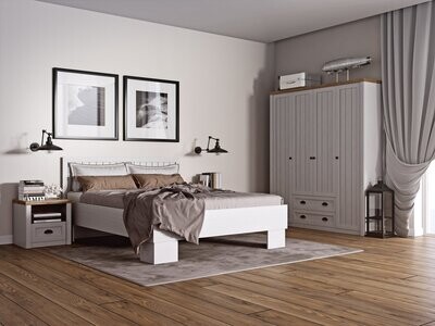 Quarto de Casal ROCHELLE | Cor: Carvalho/Branco