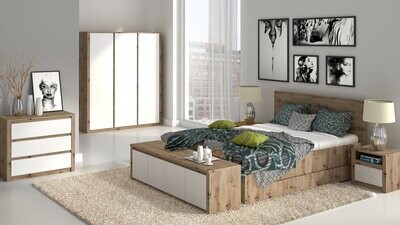 Quarto de Casal CANNES | Cor: Carvalho/Branco