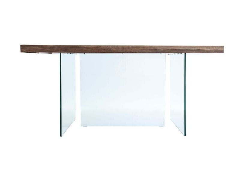 Mesa de Jantar Z | Tampo: Madeira | Pernas: Vidro