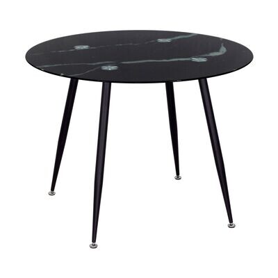 Mesa de Jantar CORIN | Tampo: Mármore Preto | Pernas: Preto