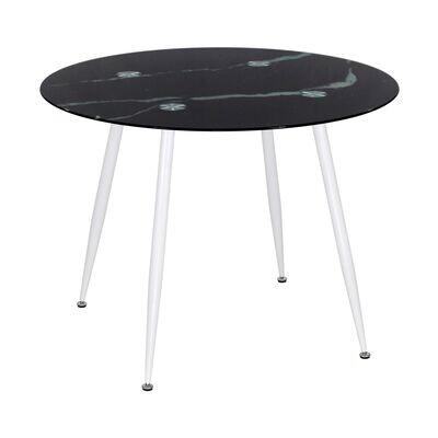 Mesa de Jantar CORIN | Tampo: Mármore Preto | Pernas: Branco