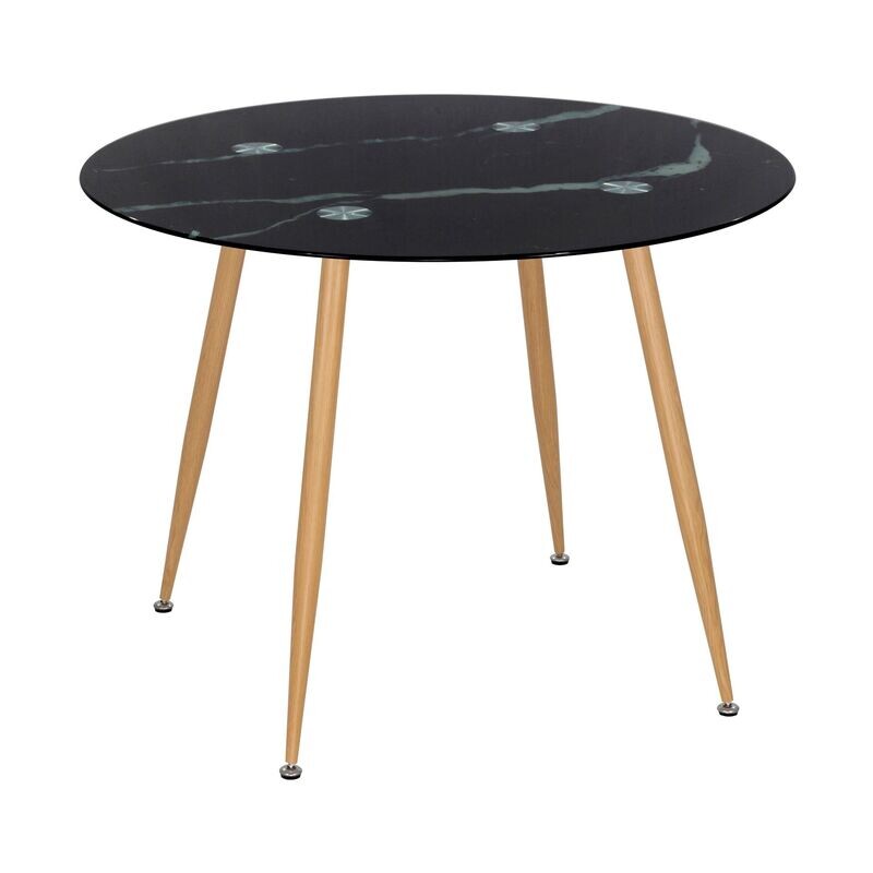 Mesa de Jantar CORIN | Tampo: Mármore Preto | Pernas: Madeira