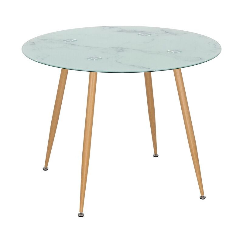 Mesa de Jantar CORIN | Tampo: Mármore Branco | Pernas: Madeira