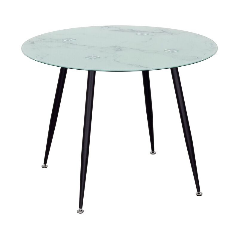 Mesa de Jantar CORIN | Tampo: Mármore Branco | Pernas: Preto