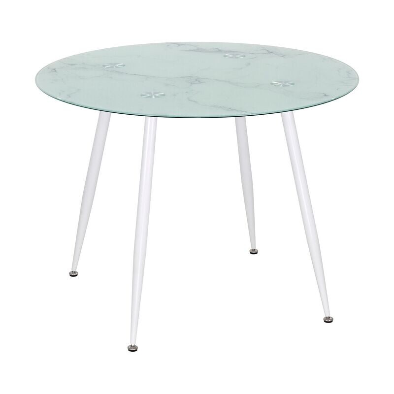 Mesa de Jantar CORIN | Tampo: Mármore Branco | Pernas: Branco
