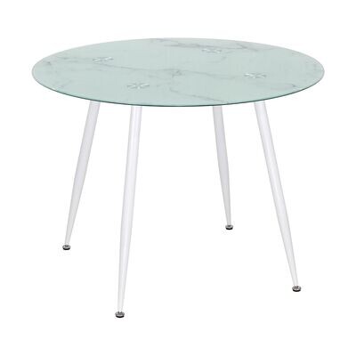 Mesa de Jantar CORIN | Tampo: Mármore Branco | Pernas: Branco