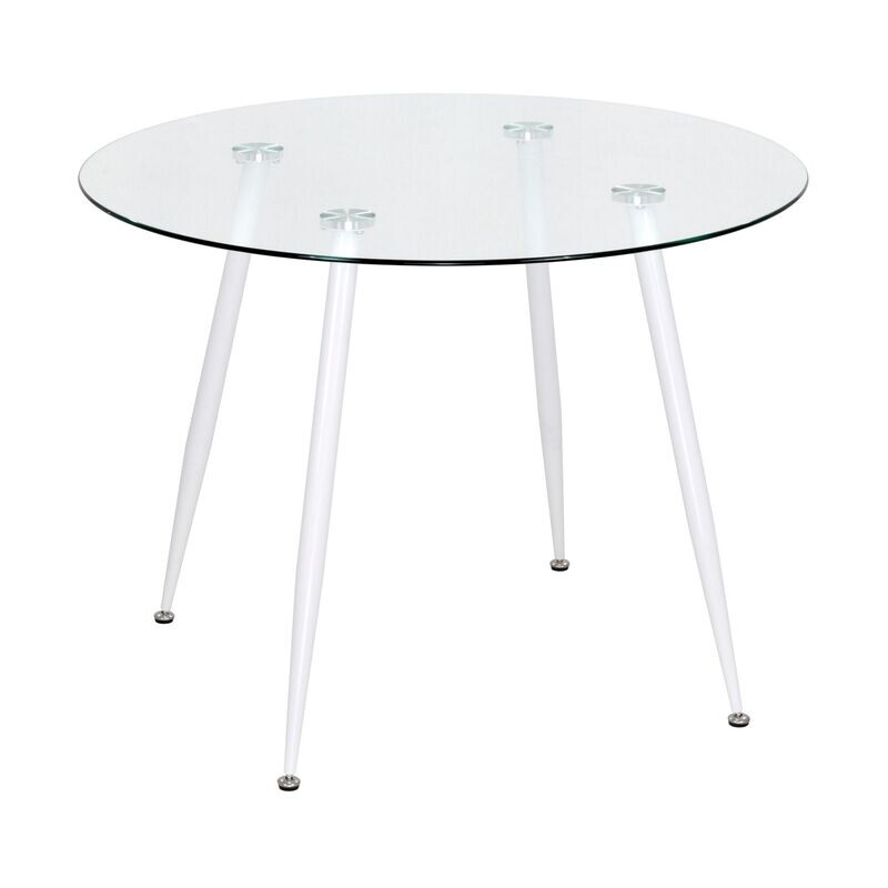 Mesa de Jantar CORIN | Tampo: Vidro | Pernas: Branco