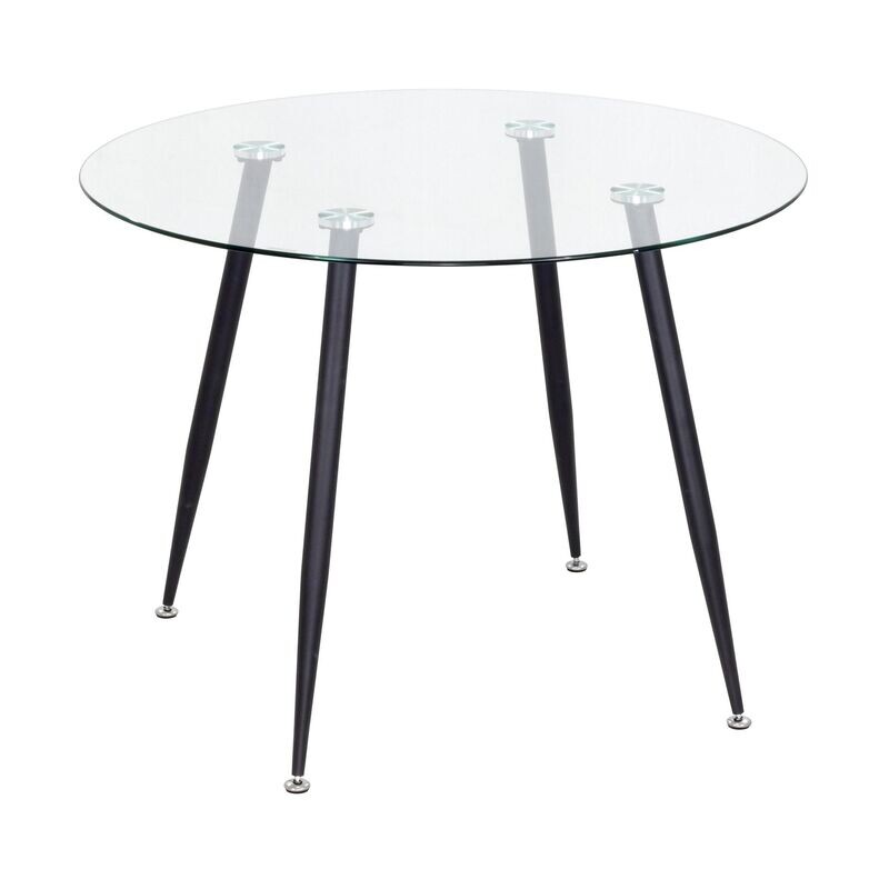 Mesa de Jantar CORIN | Tampo: Vidro | Pernas: Preto