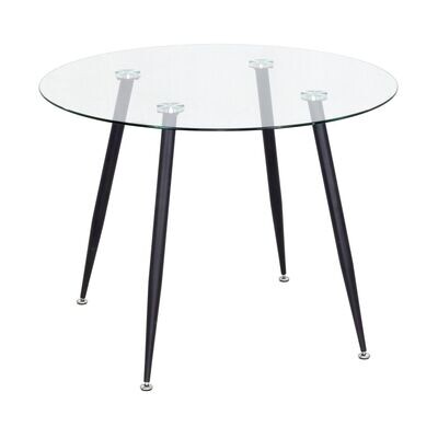 Mesa de Jantar CORIN | Tampo: Vidro | Pernas: Preto