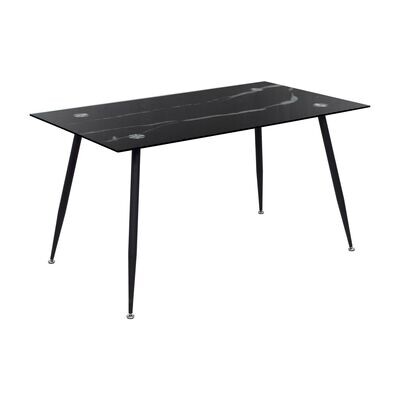 Mesa de Jantar BEALE | Tampo: Mármore Preto | Pernas: Preto