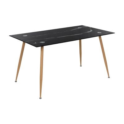 Mesa de Jantar BEALE | Tampo: Mármore Preto | Pernas: Madeira