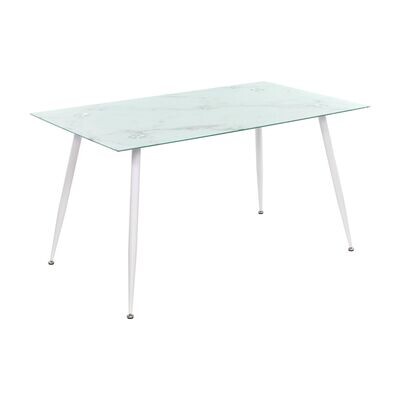 Mesa de Jantar BEALE | Tampo: Mármore Branco| Pernas: Branco