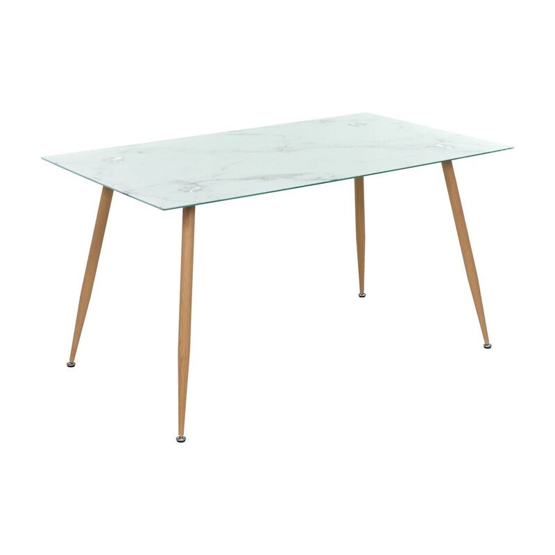 Mesa de Jantar BEALE | Tampo: Mármore Branco| Pernas: Madeira