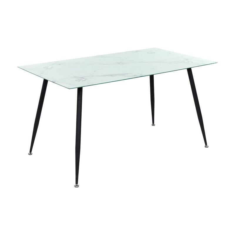 Mesa de comedor BEALE | Tablero: Mármol blanco | Patas: Negro