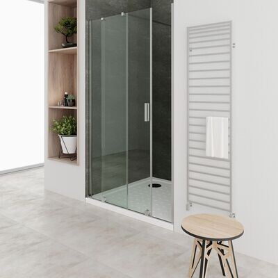NADINE - Porta de Duche (120-180 cm x 200 cm) com Vidro Transparente 6 mm - Portas de Correr e Perfis em Metal Cromado