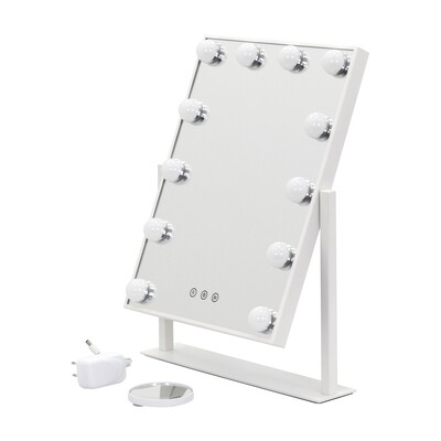 BULB LITTLE - Espelho de Maquilhagem com 12 Lâmpadas de Luz LED - Branco