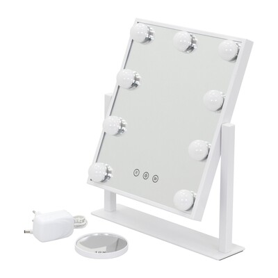 BULB TINY - Espelho de Maquilhagem com 9 Lâmpadas de Luz LED - Branco
