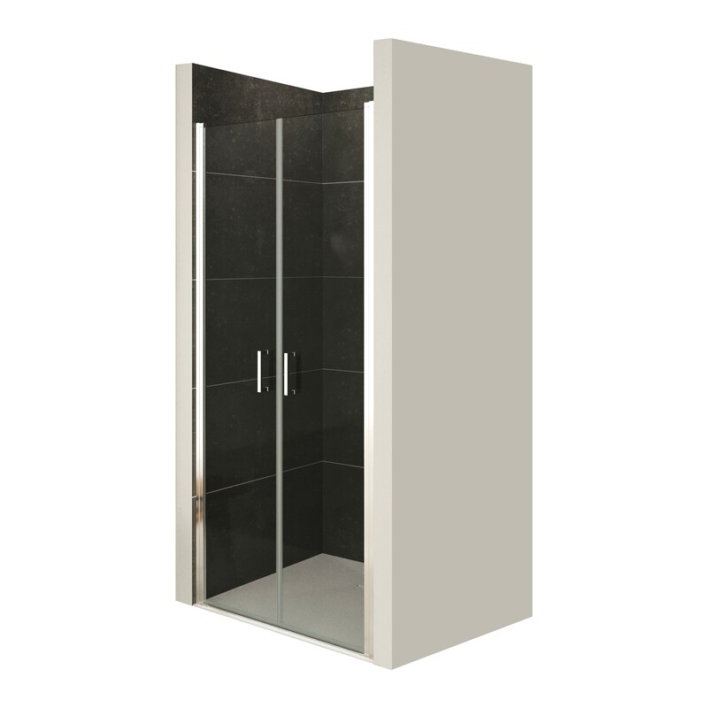 LARA - Porta de Duche (68-101 cm x 180 -185 -195 cm) com Vidro Transparente 6 mm - Portas de Bater e Perfis em Metal