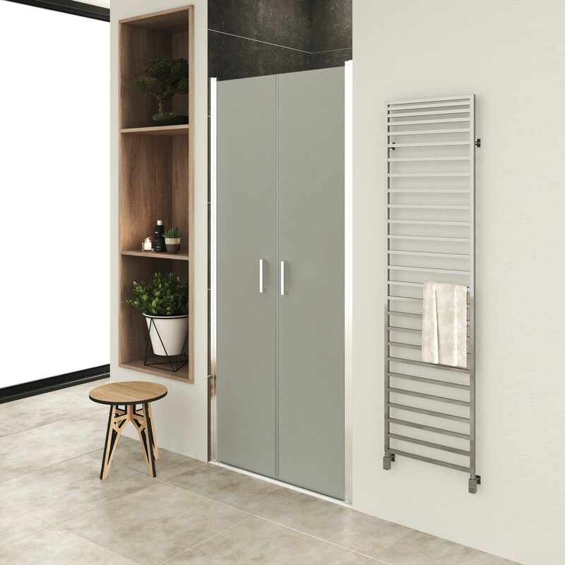 LARA - Porta de Duche (68-101 cm x 180- 185- 195cm) com Vidro Fosco 6 mm - Portas de Bater e Perfis em Metal