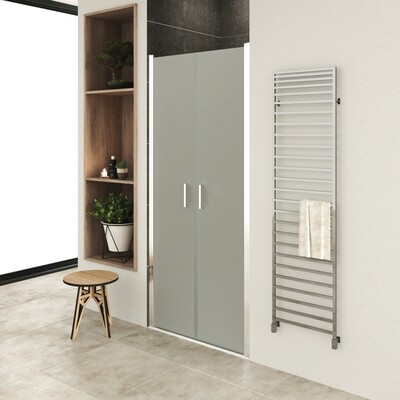 LARA - Porta de Duche (68-101 cm x 180- 185- 195cm) com Vidro Fosco 6 mm - Portas de Bater e Perfis em Metal