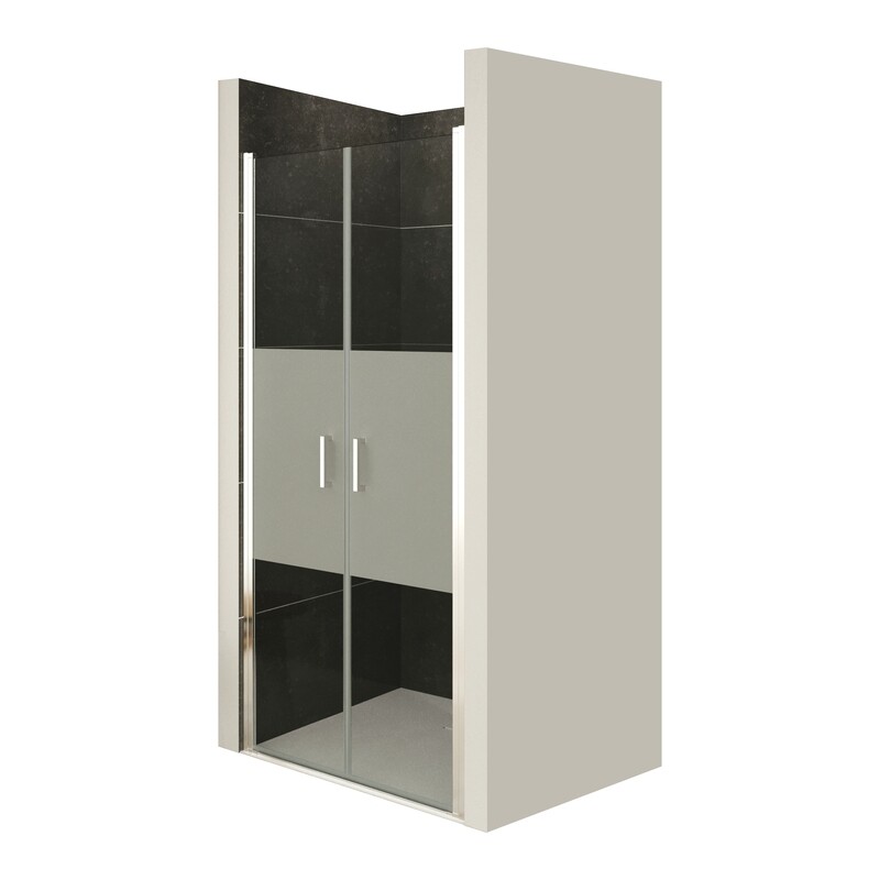 LARA - Porta de Duche (68-101 cm x 180- 185- 195 cm) com Vidro Meio Fosco 6 mm - Portas de Bater e Perfis em Metal