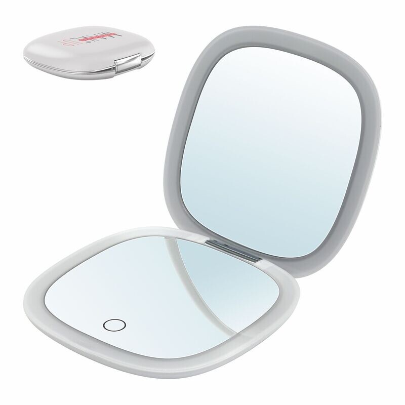 MAKEUP - Espelho de Bolso para Maquilhagem com Fita de Luz LED (Branco)